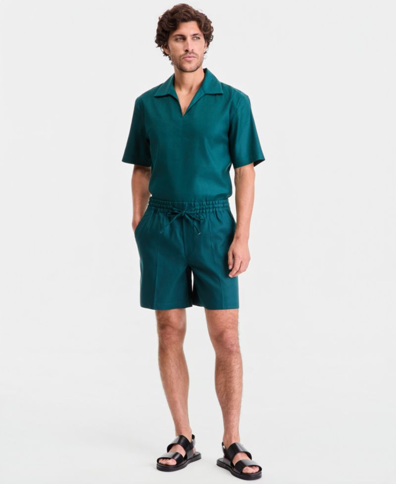 Men's Linen-Blend Pull On Shorts