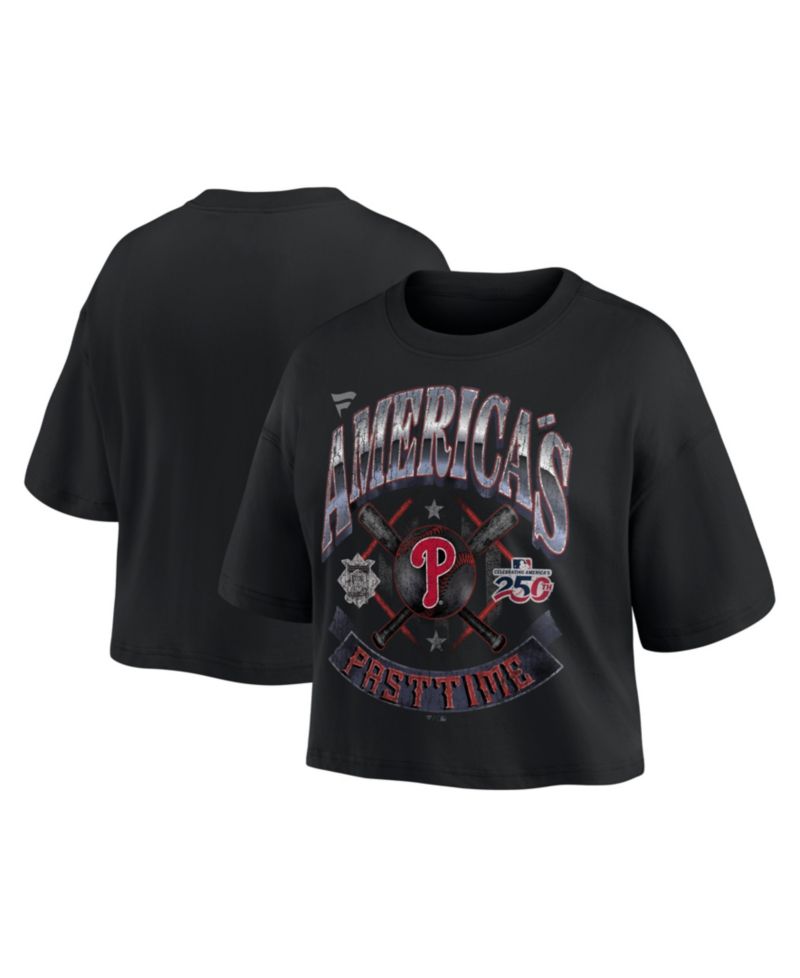 Women's Black Philadelphia Phillies Americana Crop T-Shirt