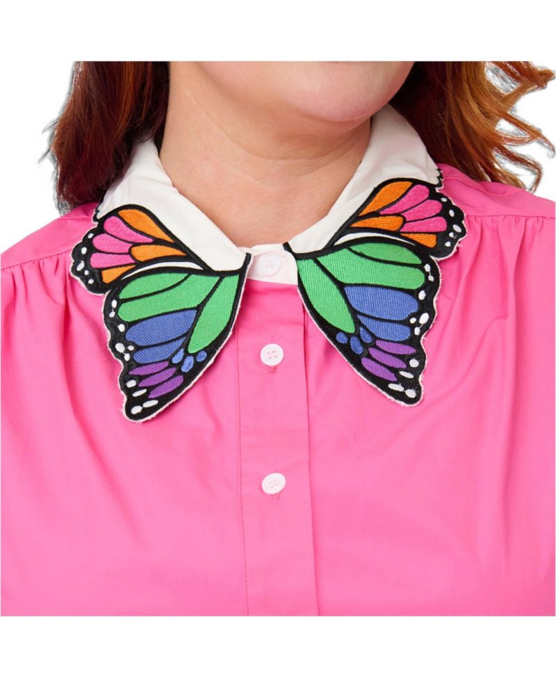 Plus Size Blouse With Embroidered Collar