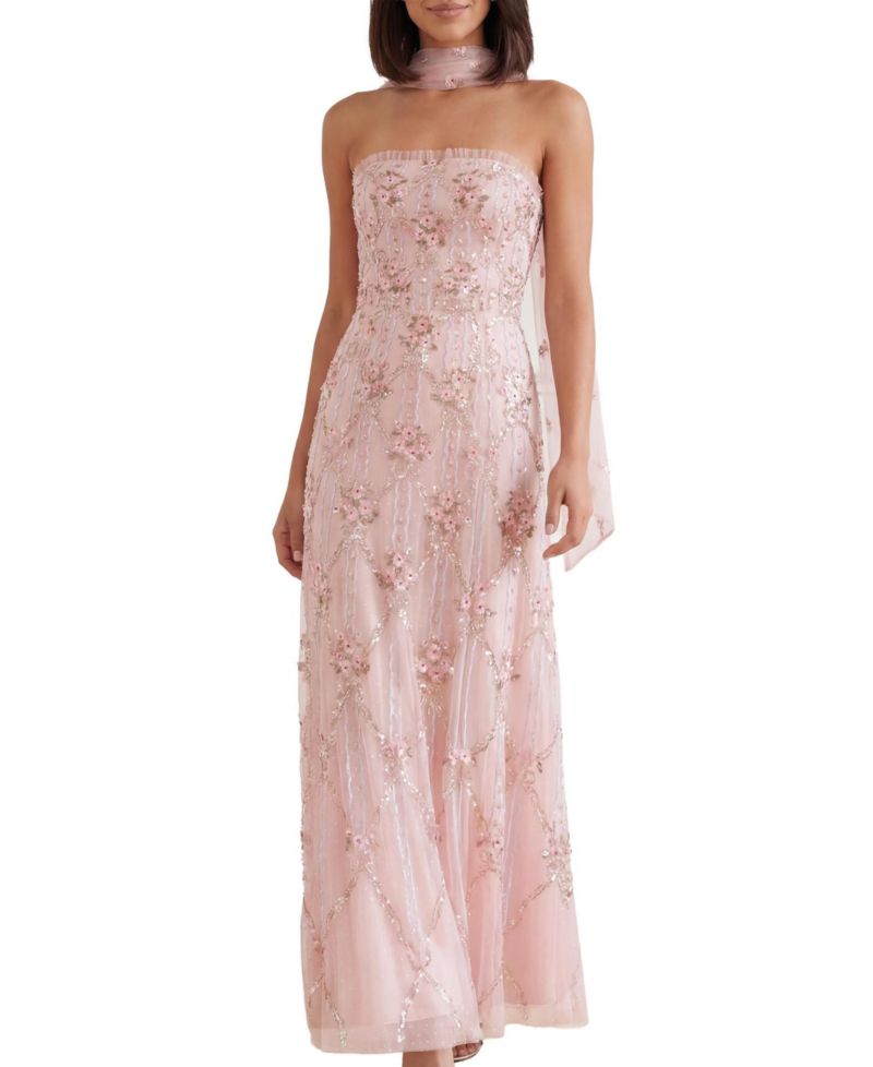 Women's Lovers Lace Strapless Embellished Evening Gown