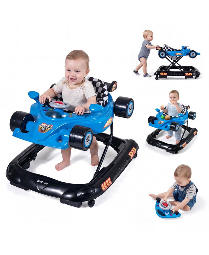 4-in-1 Foldable Baby Walker, Adjustable-Height, 4-Mode