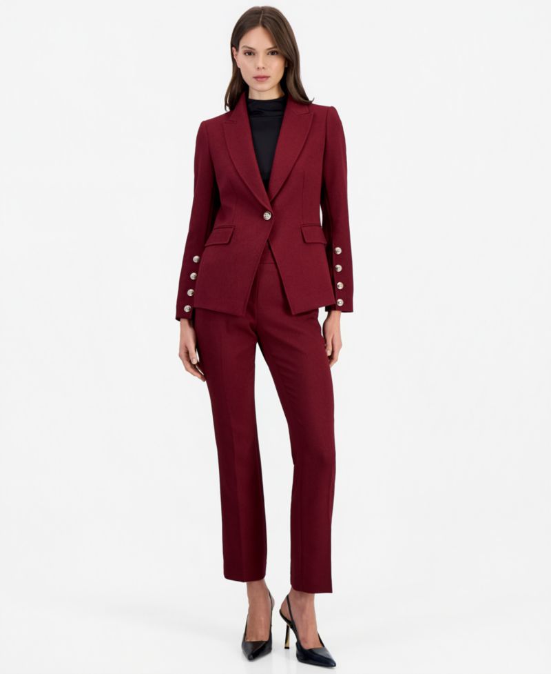 Petite Single-Breasted Shoulder-Pad Blazer
