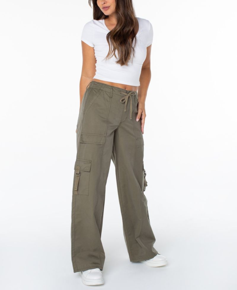 Juniors' Butter Twill Wide-Leg Cargo Pants