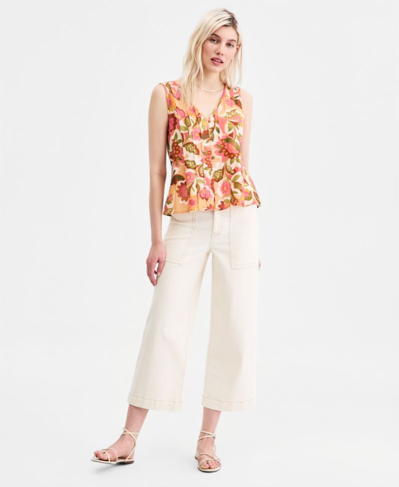 Women's Printed V-Neck Sleeveless Top