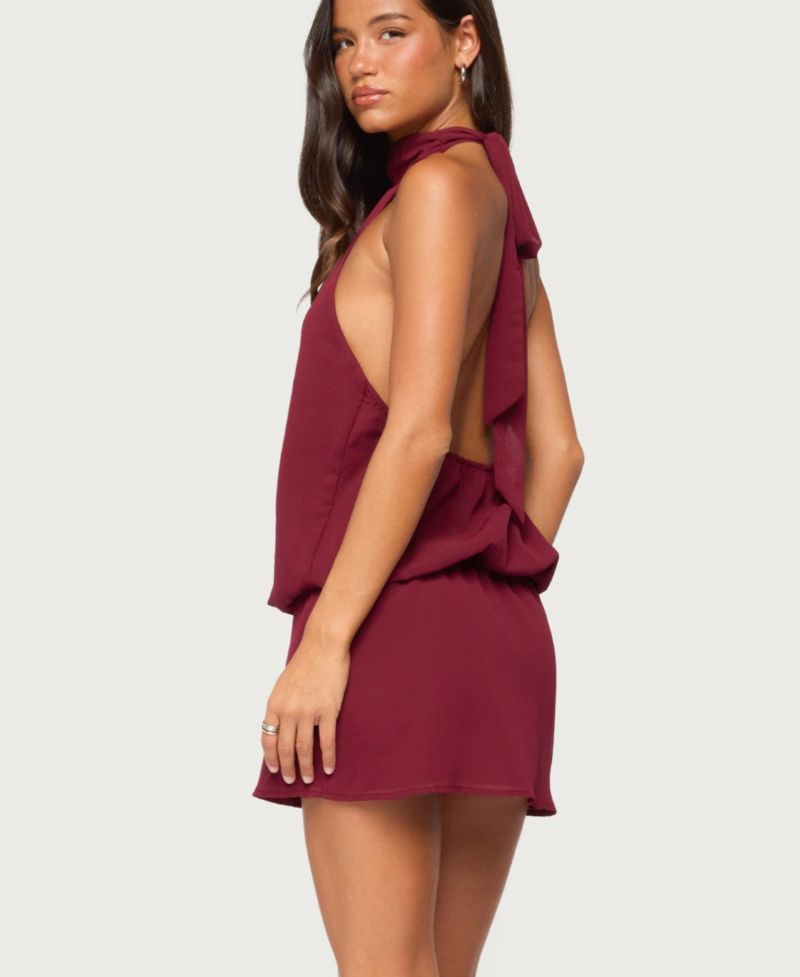 Women's Laira Halter Neck Mini Open-Back Dress