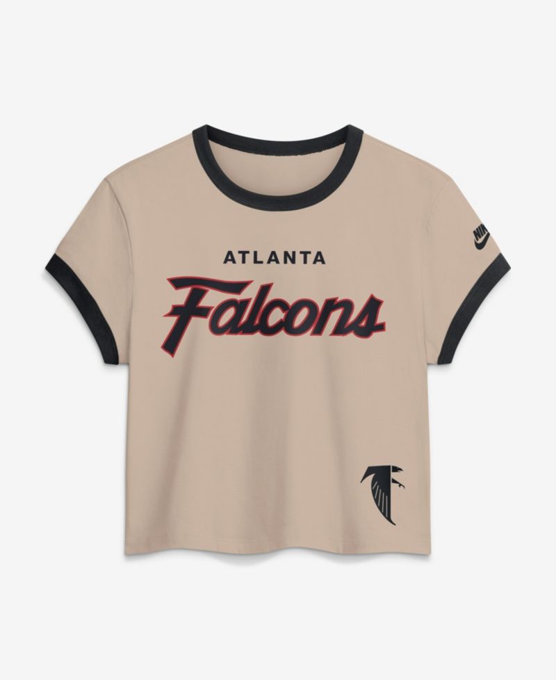 Women's Atlanta Falcons Rewind Ringer Mod Cropped T-Shirt