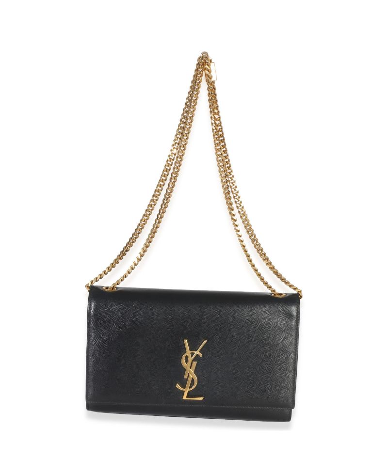 Black Grain De Poudre Medium Kate Chain Bag