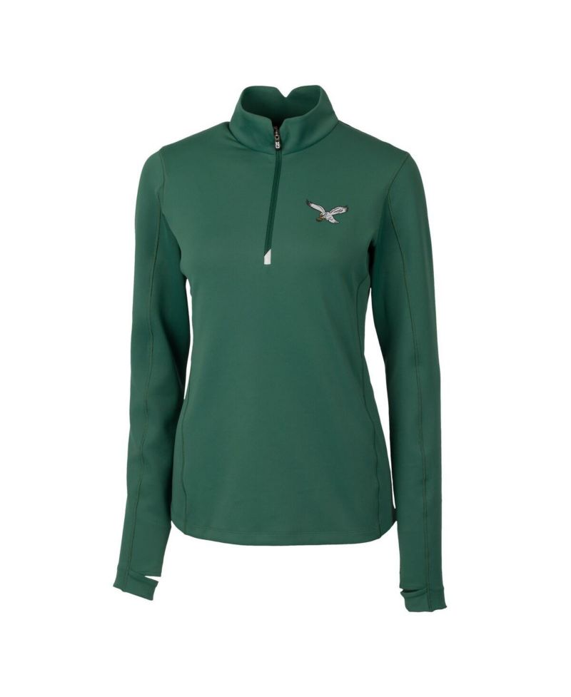 Women's Hunter Green Philadelphia Eagles Gridiron Classics Logo DryTec Traverse Stretch Quarter-Zip Pullover Top