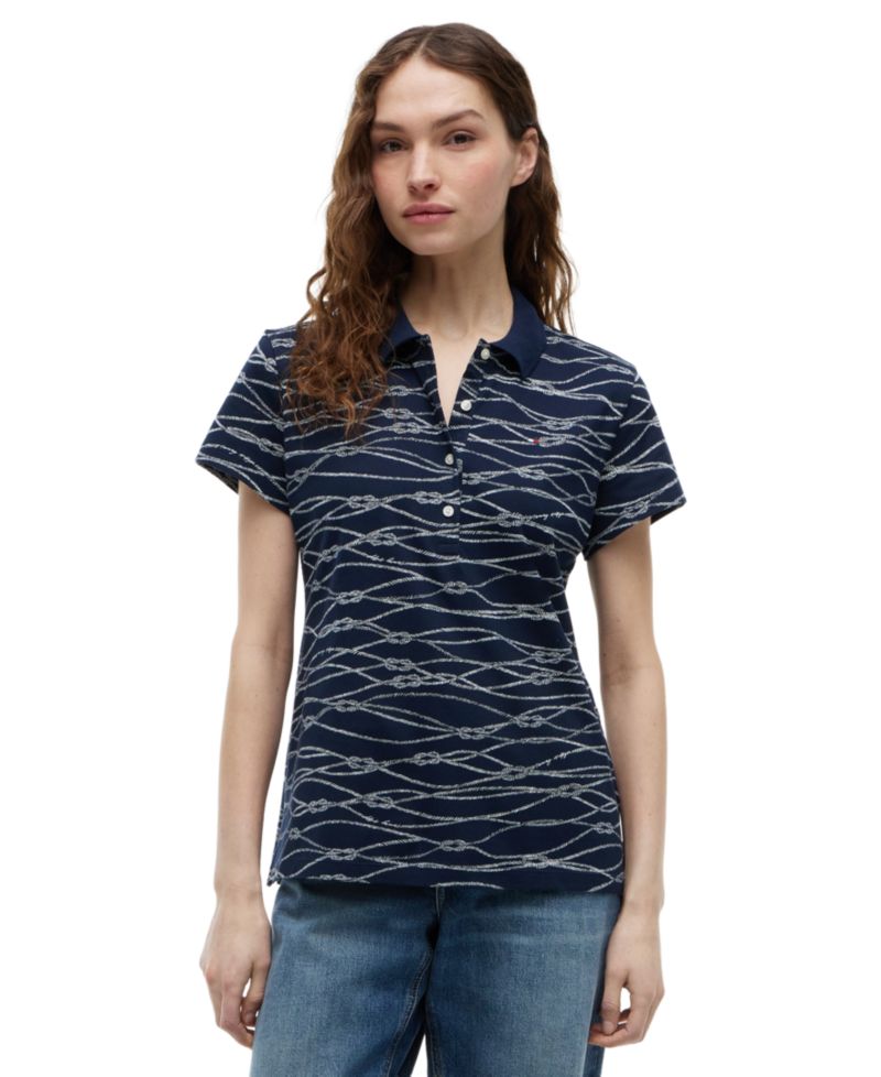 Women's Printed Short-Sleeve Polo Top