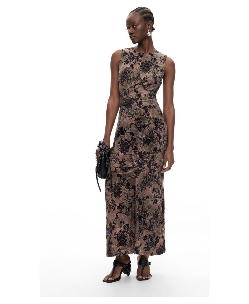 Women's Flocked Long Dress