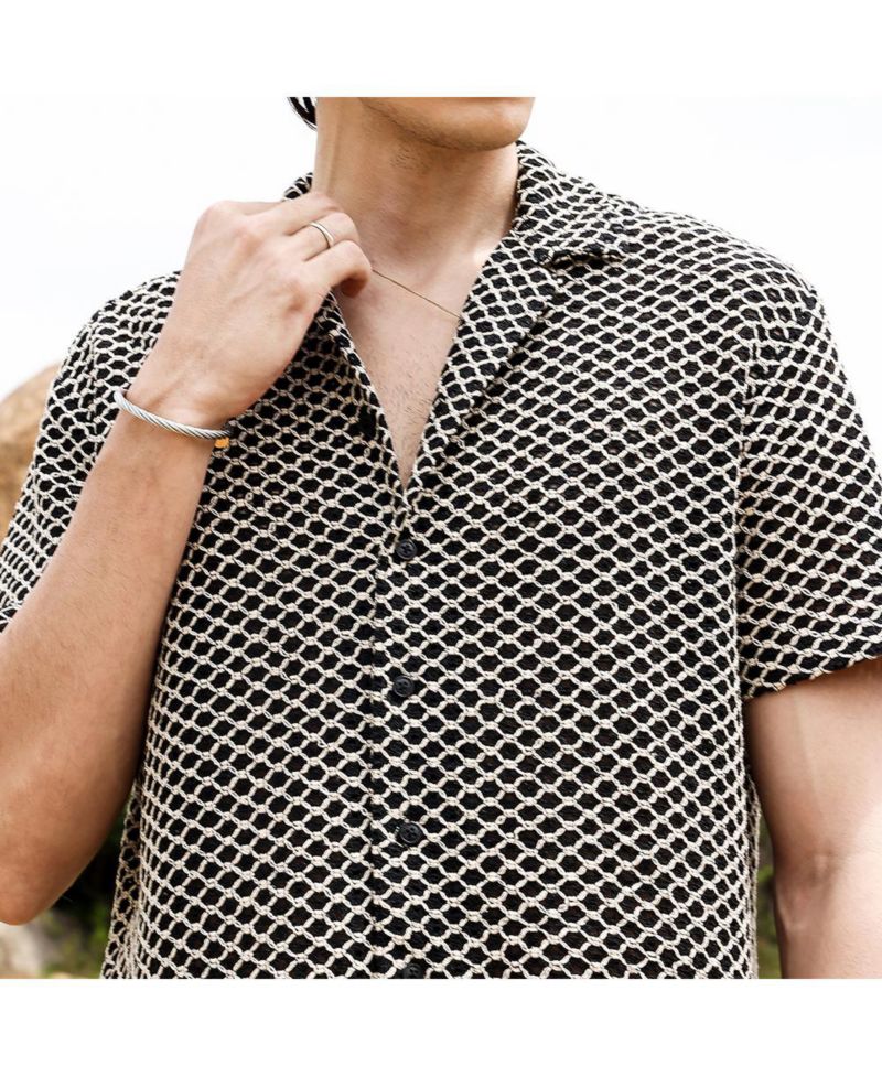 Men's Contrast Rhombus Oversized Shirt
