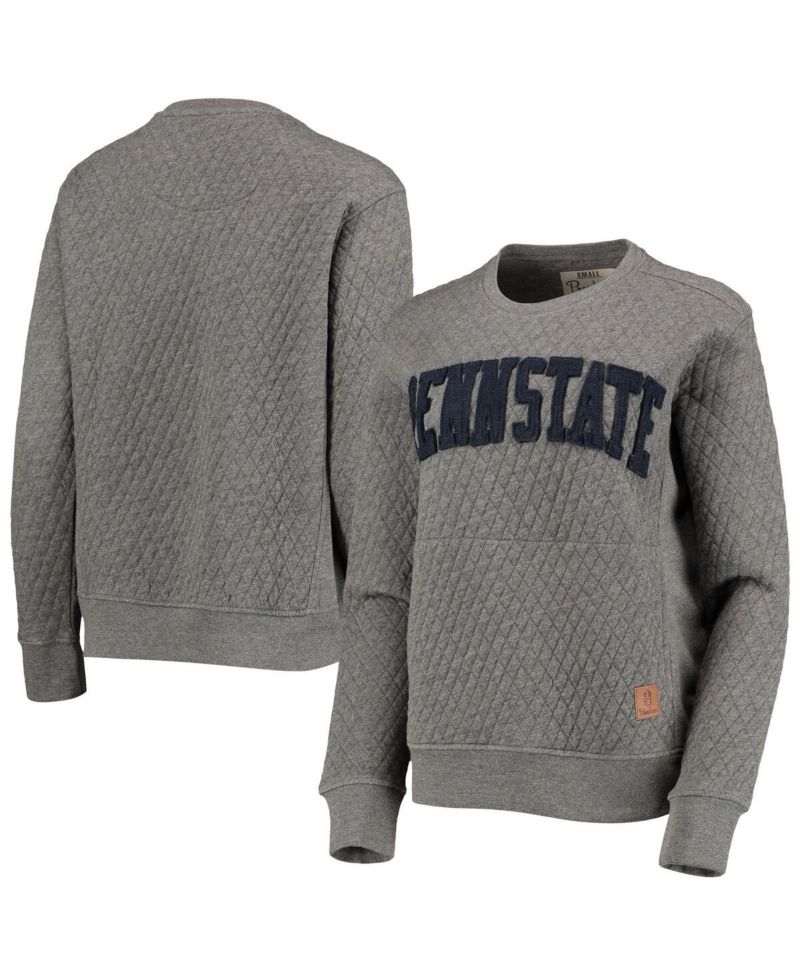 Women's Heather Charcoal Penn State Nittany Lions Moose Quilted Pullover Sweatshirt
