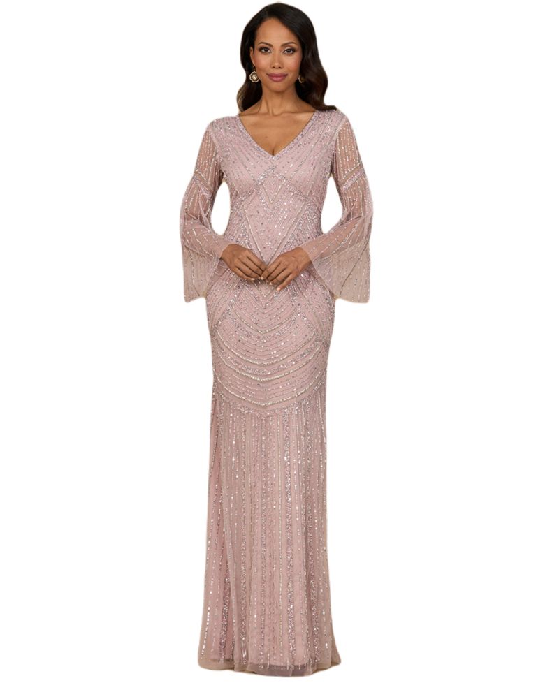 Women's Long Sleeve Beaded Gown