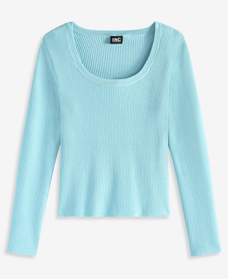 Women's Scoop Neck Long-Sleeve Ribbed Sweater