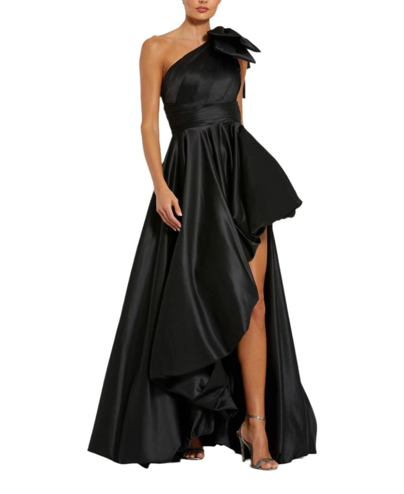 Women's Satin One Shoulder Bow Gown