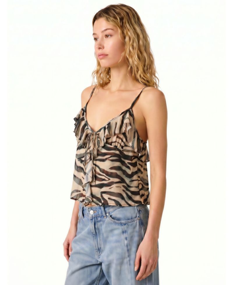 Women's Zebra Mesh Sleeveless Top