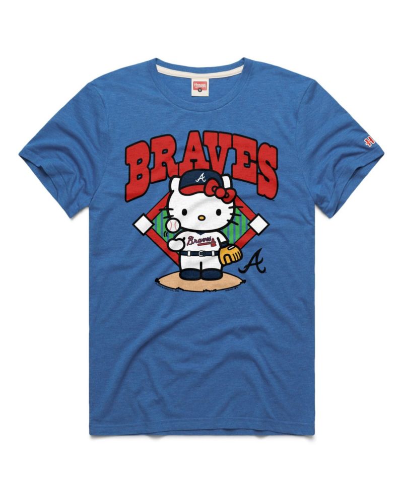 Men's and Women's Royal Atlanta Braves Hello Kitty Tri-Blend T-Shirt