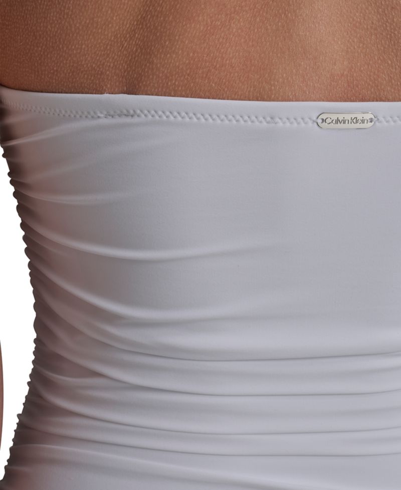 Women's Shirred Bandeau Neck One-Piece Swimsuit