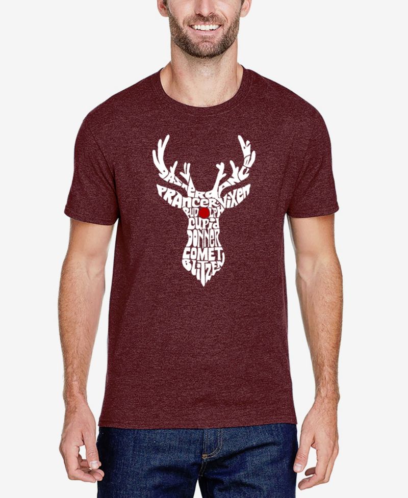 Men's Cotton/Poly Blend Word Art T-shirt - Santa's Reindeer