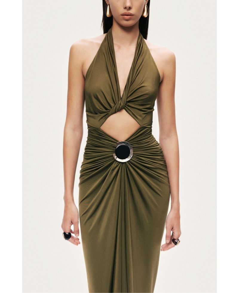 Women's Cut-Out Halter Maxi Dress