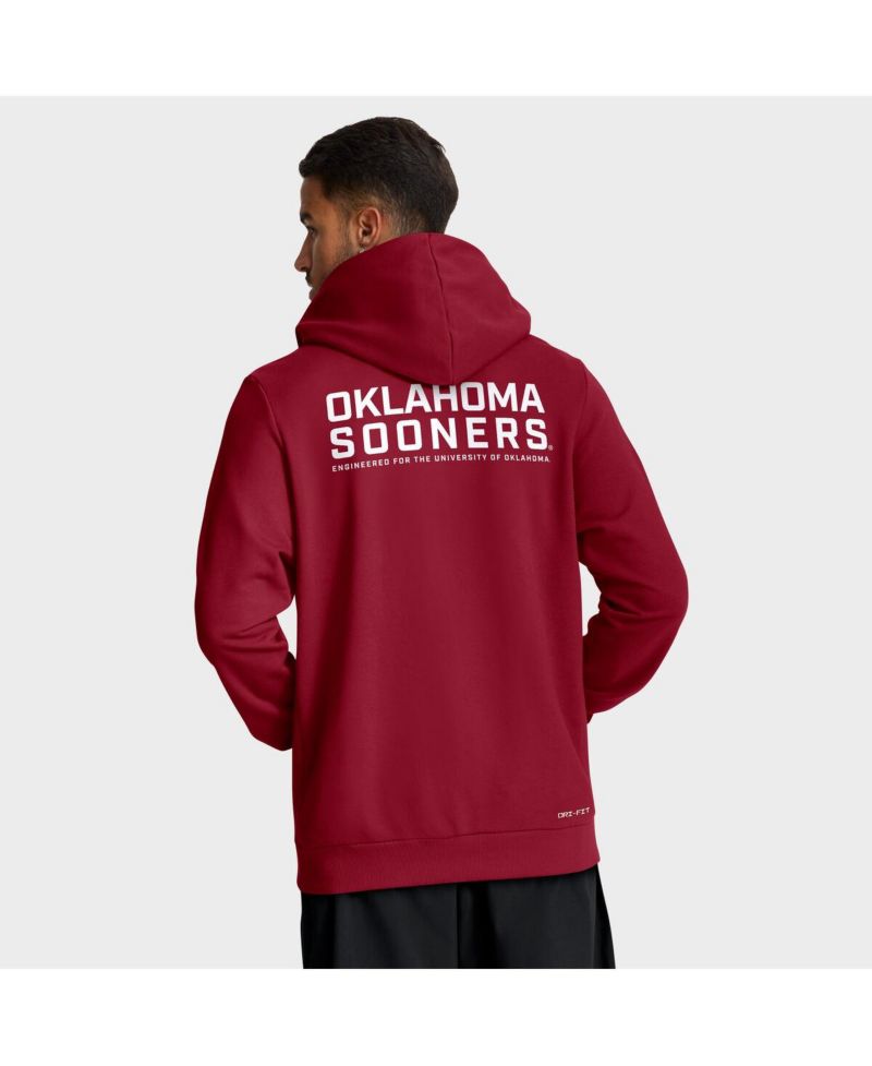 Men's Crimson Oklahoma Sooners 2025 Sideline Performance Full-Zip Hoodie