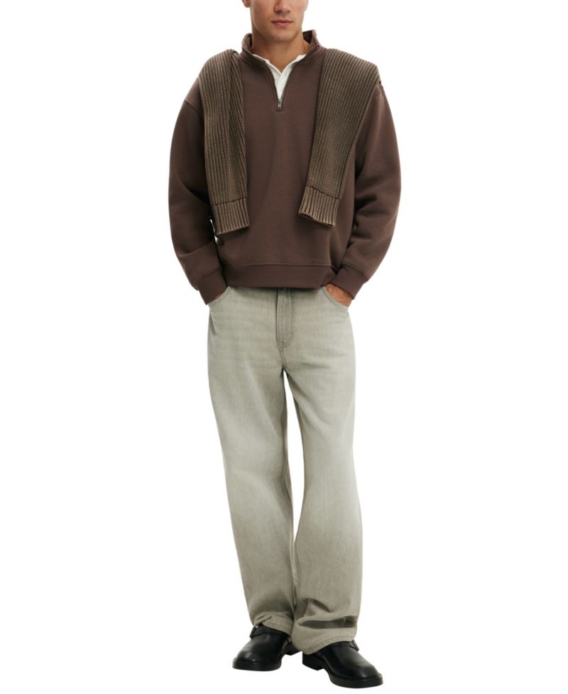 Men's 14 Zip Fleece Mock Neck Sweatshirt