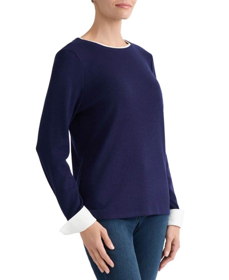 Women's Fold-Up Cuff Layered Top