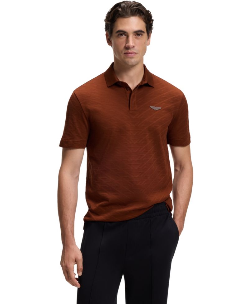 x Aston Martin Men'sCotton Mercerized Cotton Jacquard Regular-Fit Polo Shirt