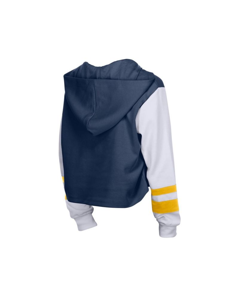 Women's Navy Milwaukee Brewers Boxy Lace-Up Hoodie