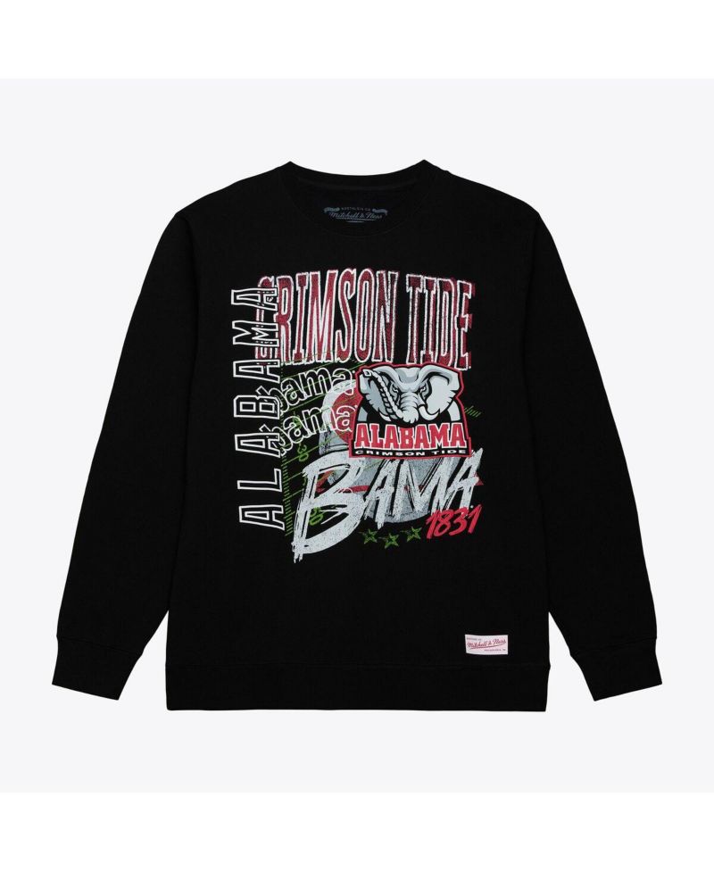Men's Black Alabama Crimson Tide Half Time Fleece Crewneck Sweatshirt