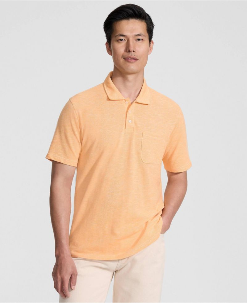 Men's Short Sleeve Cotton Linen Polo