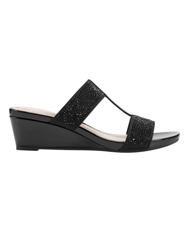 Women's Iluvit Embellished T-Strap Wedge Sandals