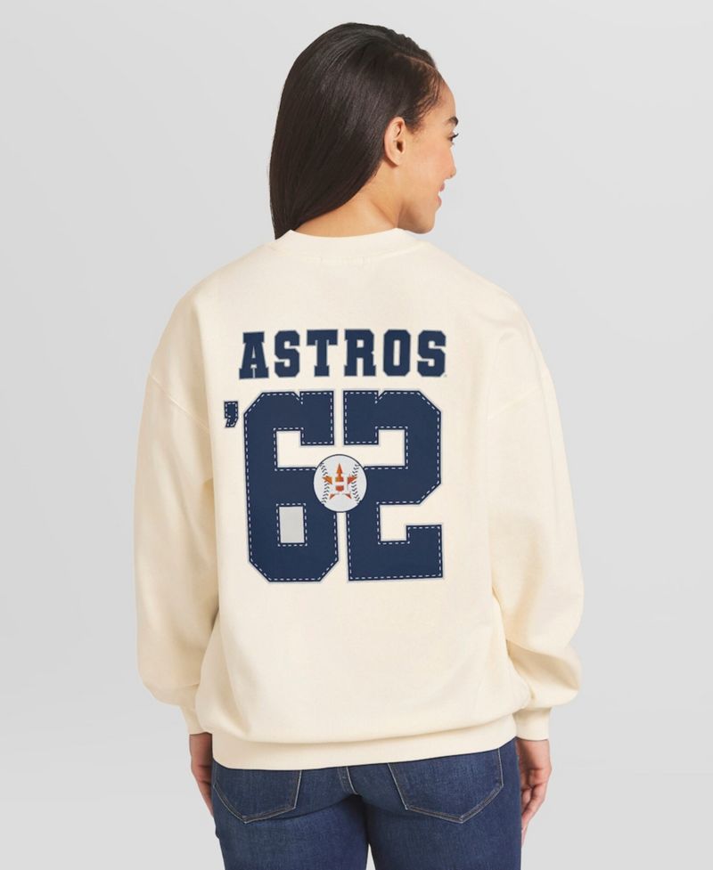 Women's Cream Houston Astros Heavyweight Crew Neck Sweatshirt