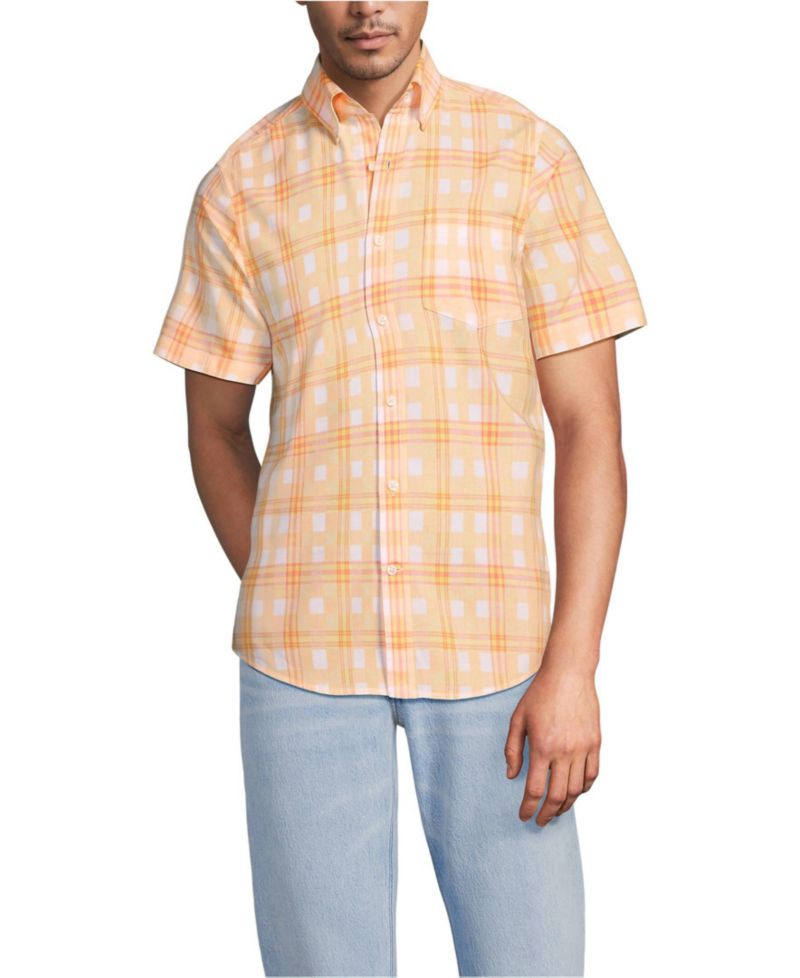 Men's Traditional Fit Short Sleeve Madras Shirt