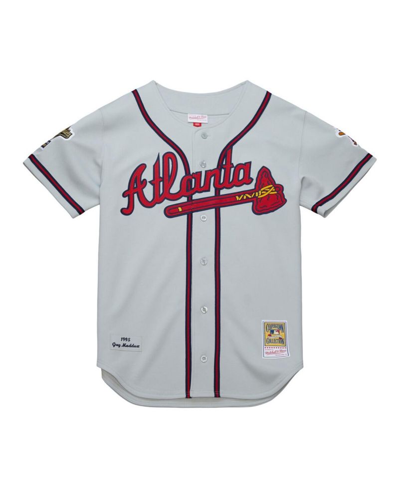 Men's Greg Maddux Gray Atlanta Braves 1995 Throwback Authentic Jersey