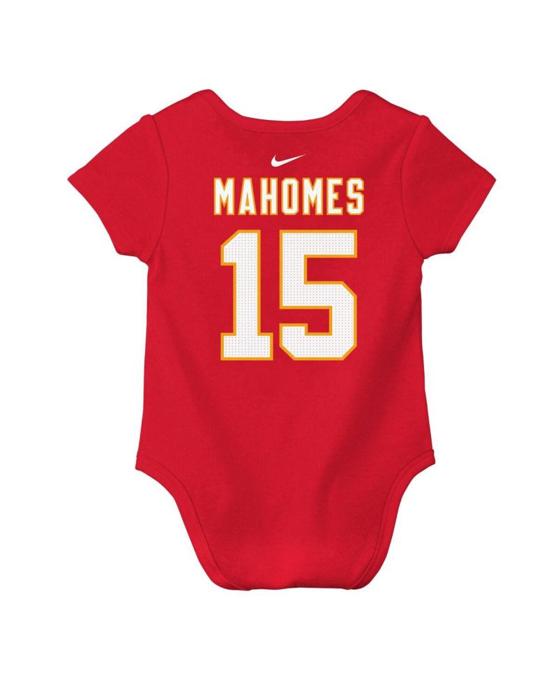Baby Boys and Girls Patrick Mahomes Red Kansas City Chiefs Player Name & Number Bodysuit