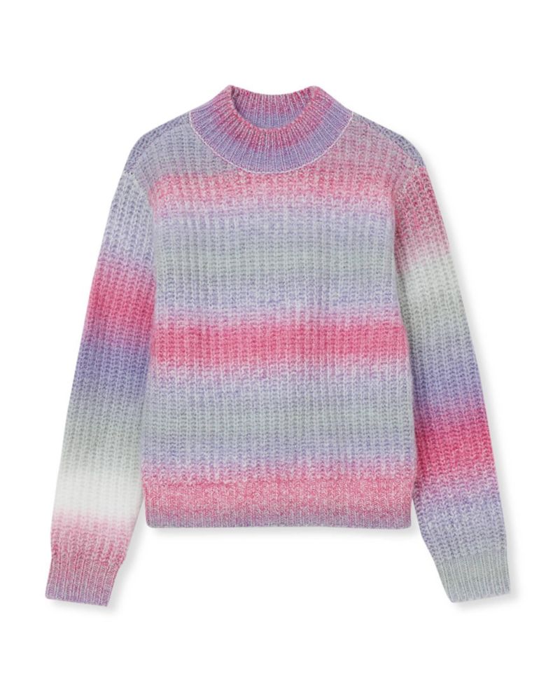 Girls' 4-16 Mock-Neck Chunky-Knit Ombre Sweater