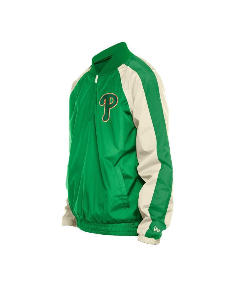 Men's Kelly Green Philadelphia Phillies Ripstop Raglan Quarter-Zip Hoodie Windbreaker Jacket