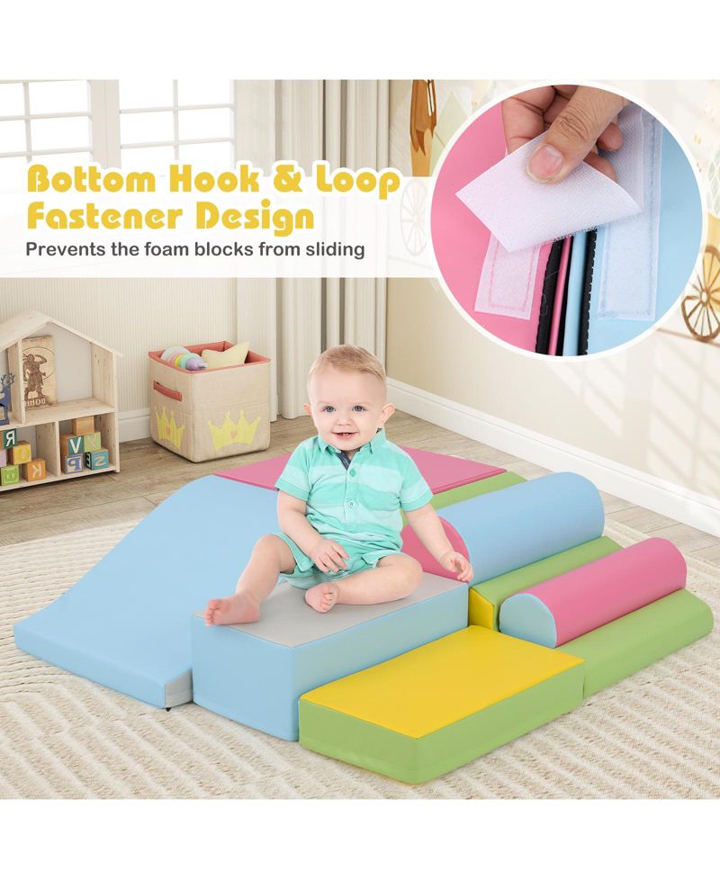 7-Piece Foam Climbing Blocks Soft Play Set for Toddlers and Crawling Babies