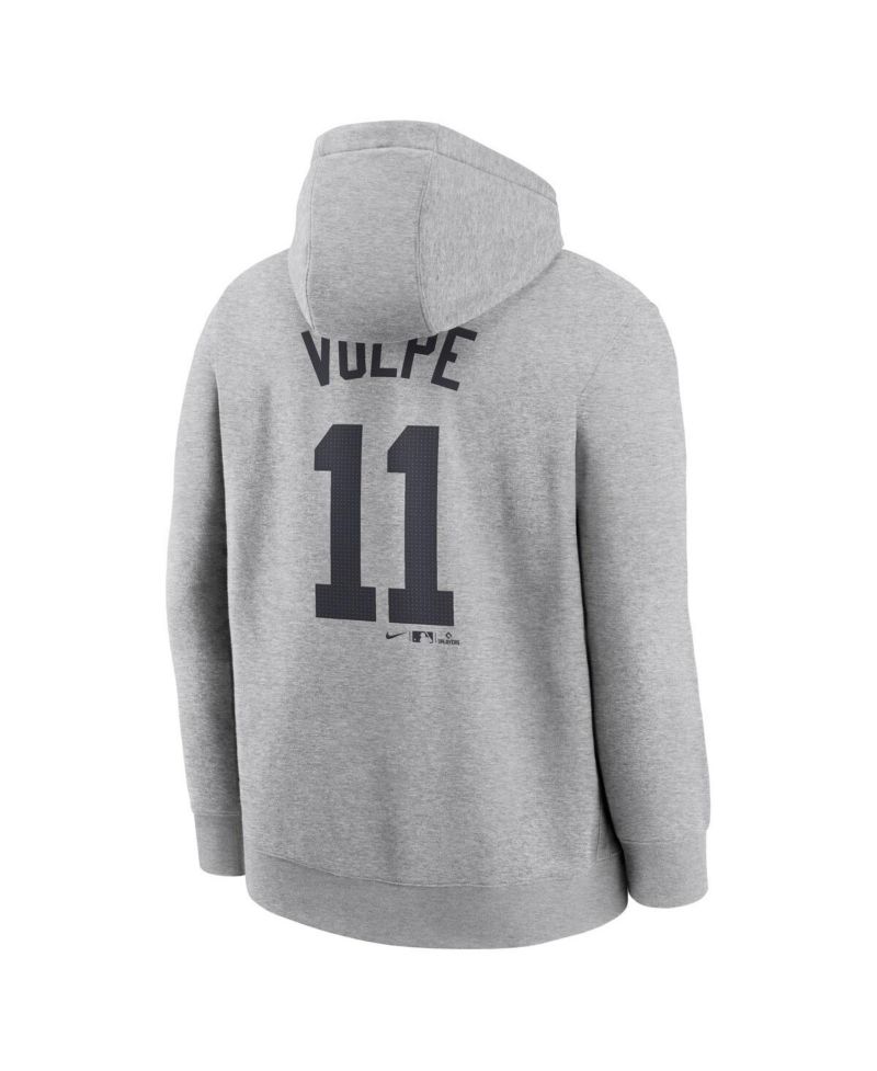 Men's Anthony Volpe Heather Gray New York Yankees Player Name & Number Club Fleece Pullover Hoodie