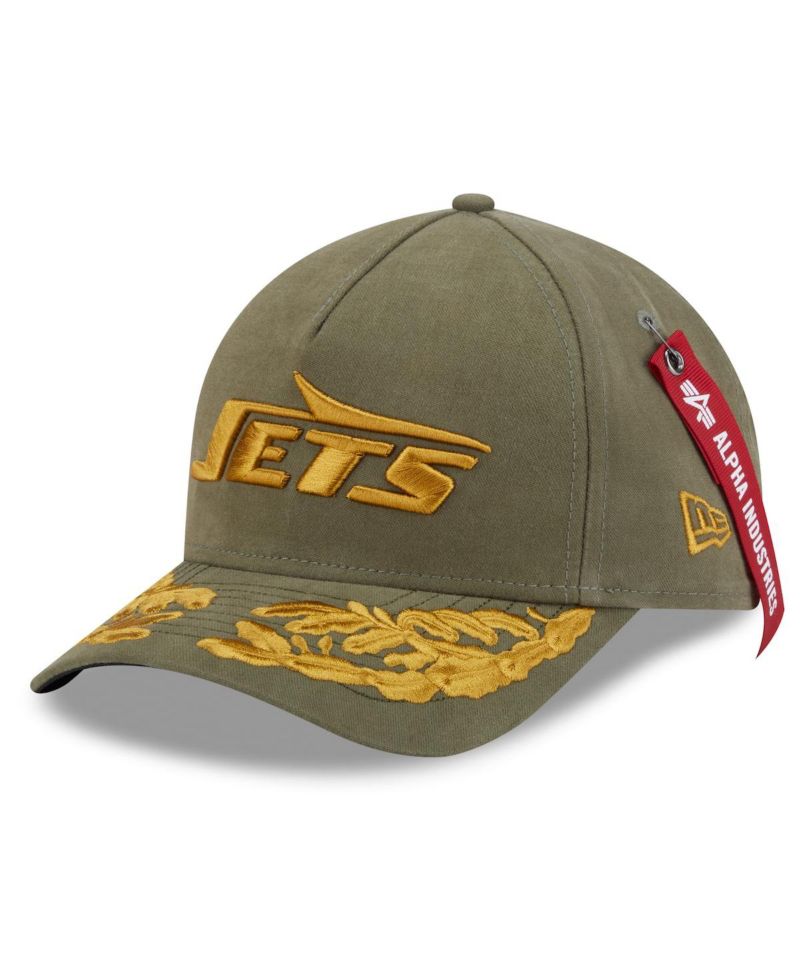 x Alpha Men's Industries Olive New York Jets A-Frame 9FORTY Adjustable Hat