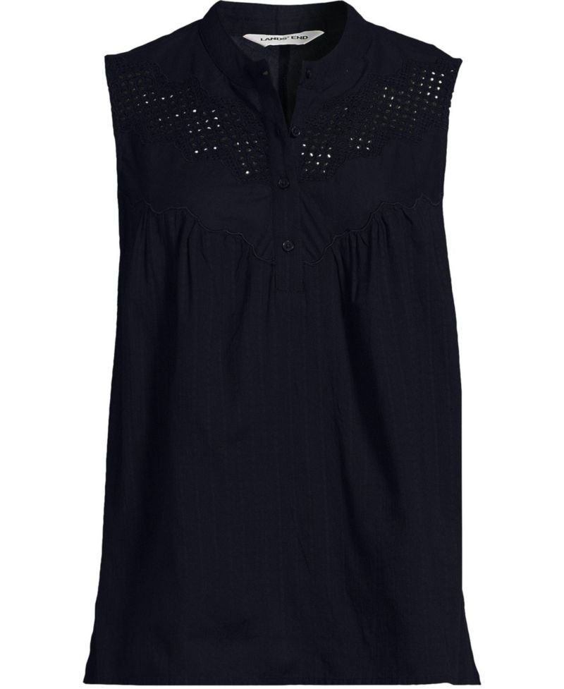 Plus Size Sleeveless Eyelet Blouse