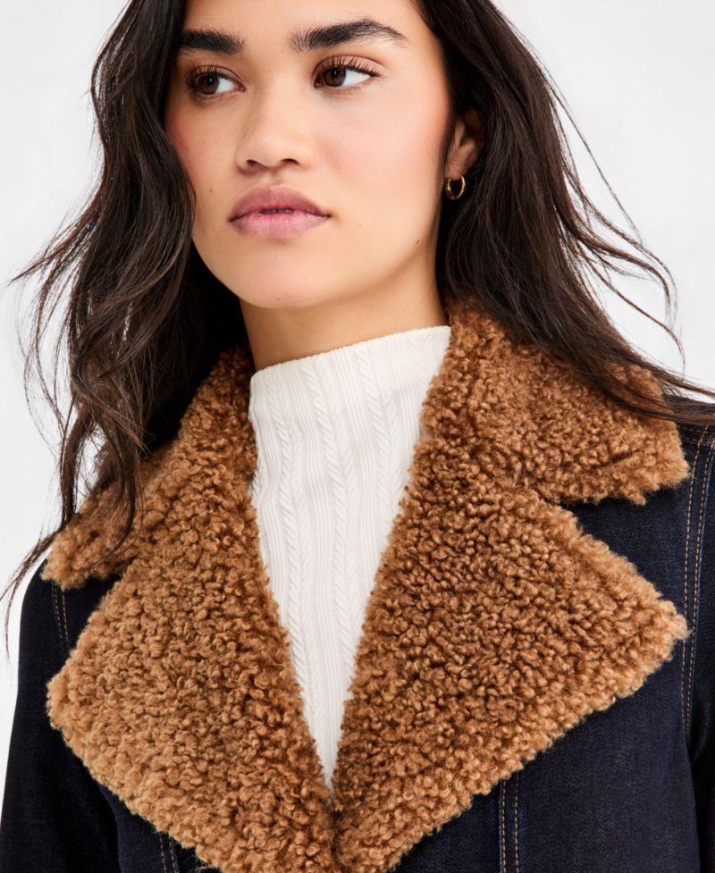 Women's Sherpa-Trim Notch-Collar Jacket