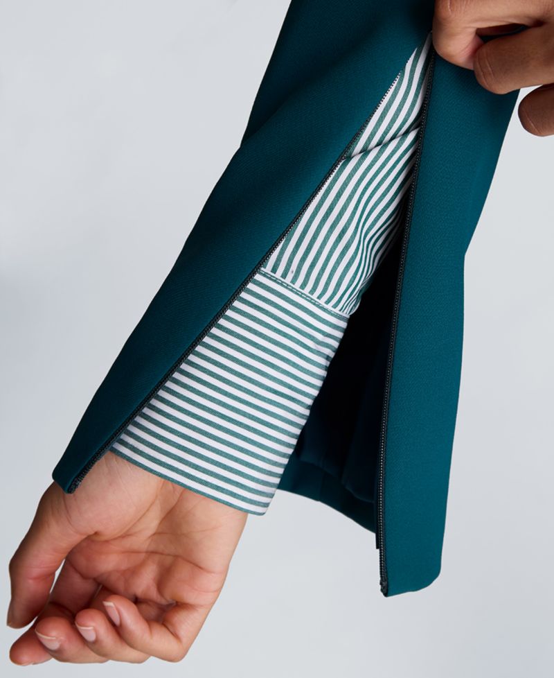 Women's Slim-Sleeve Zippers One-Button Blazer
