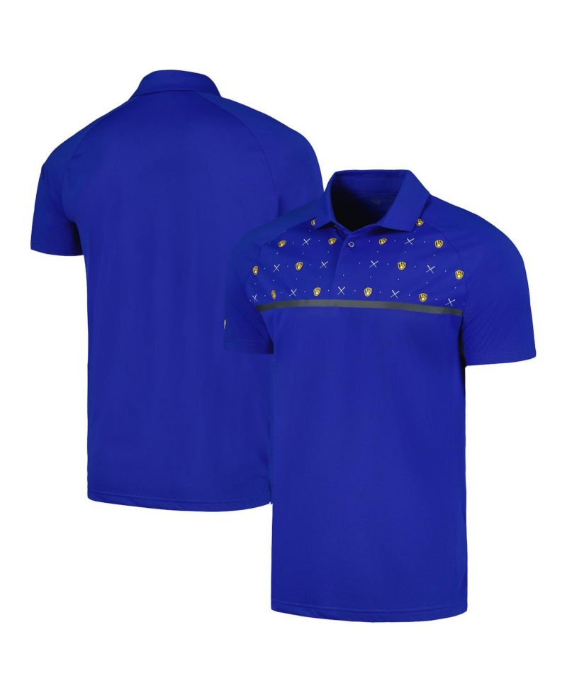 Men's Royal Milwaukee Brewers Sector Batter Up Raglan Polo Shirt
