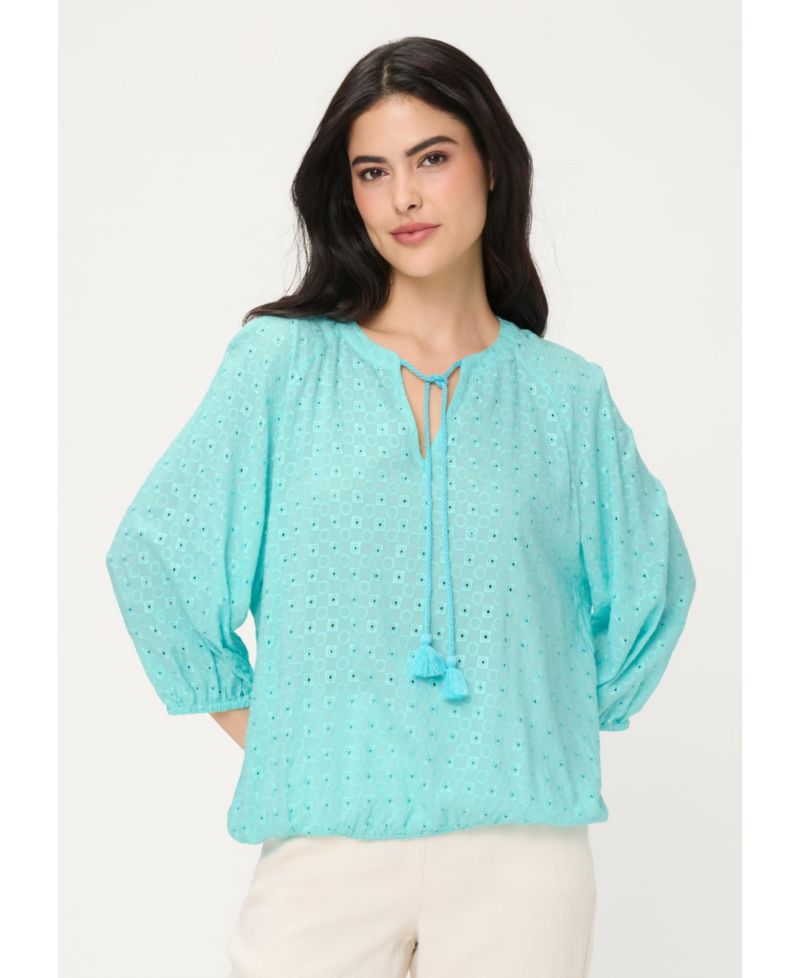 Women's Eyelet Embroidered Tunic Blouse