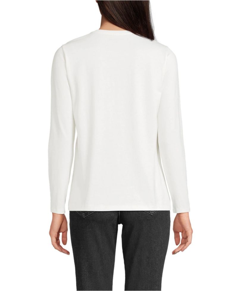 Petite Relaxed Supima Cotton Long Sleeve V-Neck T-Shirt