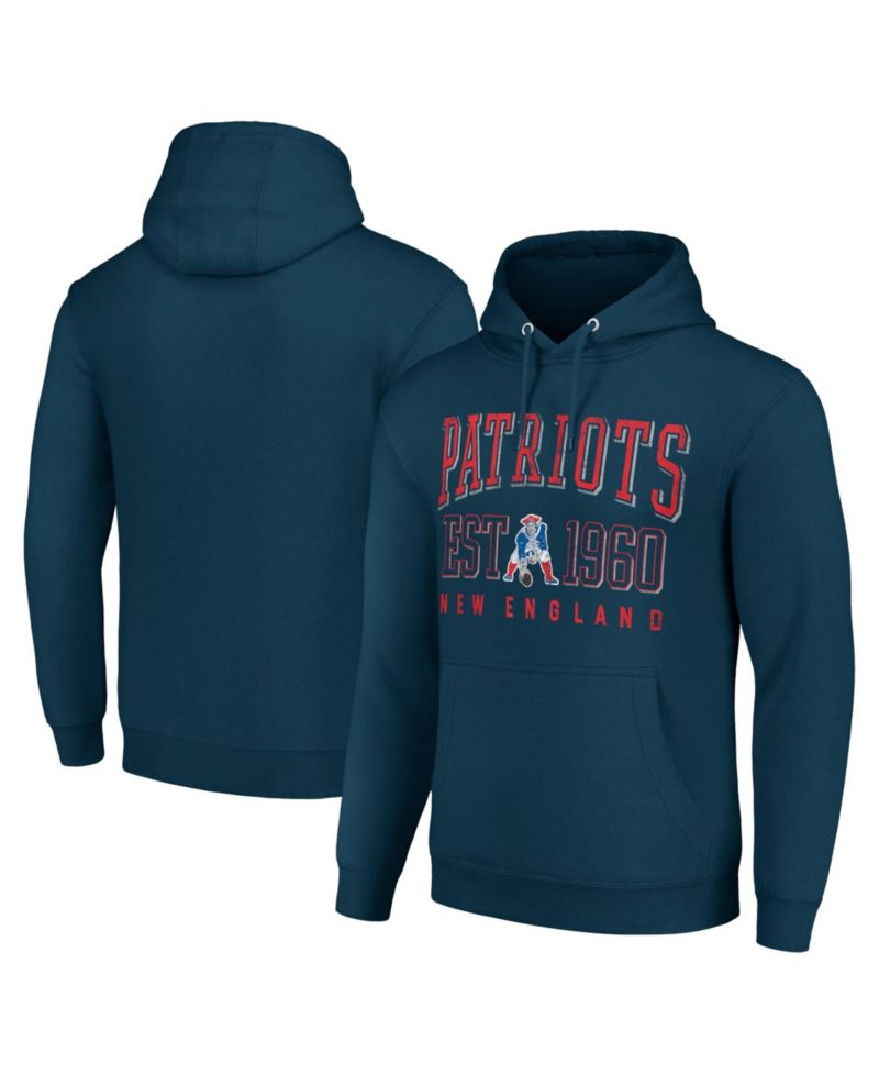 Men's and Women's Navy New England Patriots Throwback Logo Pullover Hoodie