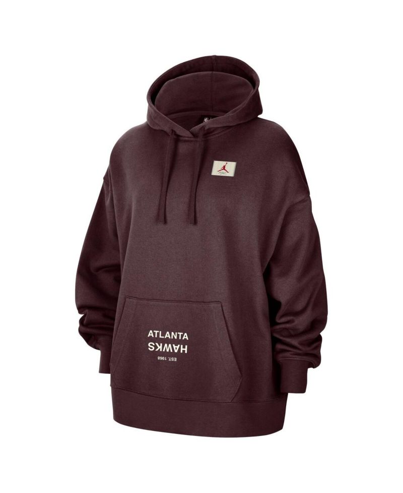 Women's Burgundy Atlanta Hawks Courtside Statement Edition Oversize Pullover Hoodie
