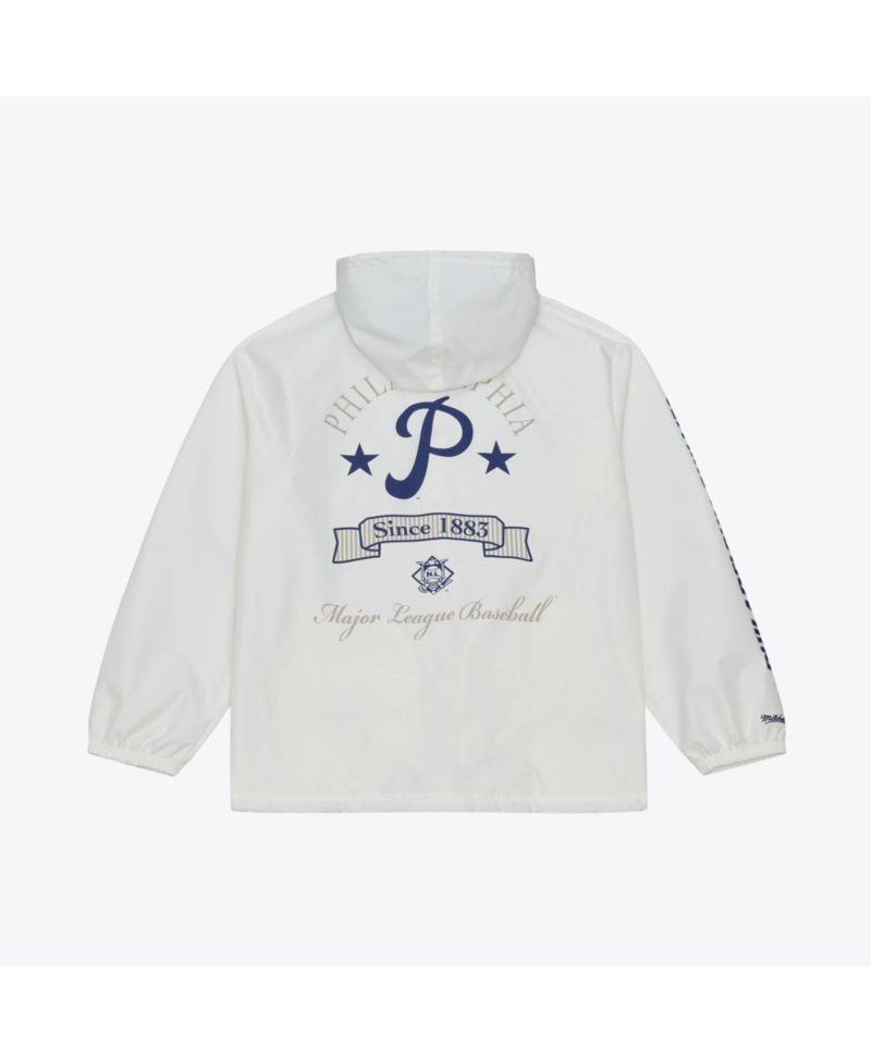 Men's Mitchell Ness White Philadelphia Phillies Yacht Rock Coaches Full-snap Hooded Windbreaker Jacket